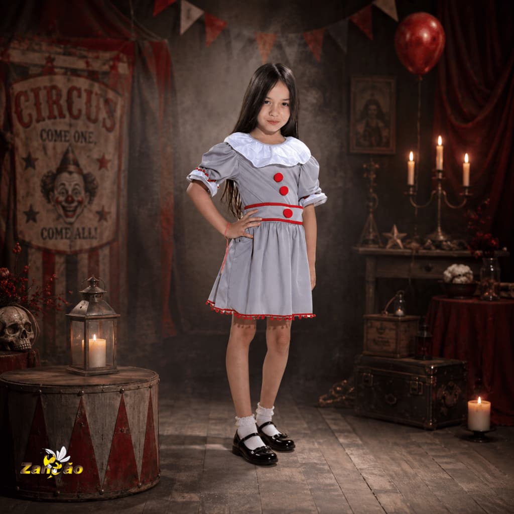 Fantasia Halloween Palhaça Do Mal It Vestido Infantil