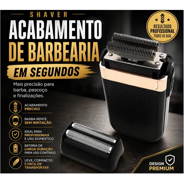 Barbeador Shaver Profissional Elétrico Rede Dupla Acabamento Preciso Barba Rente Recarregável Premium