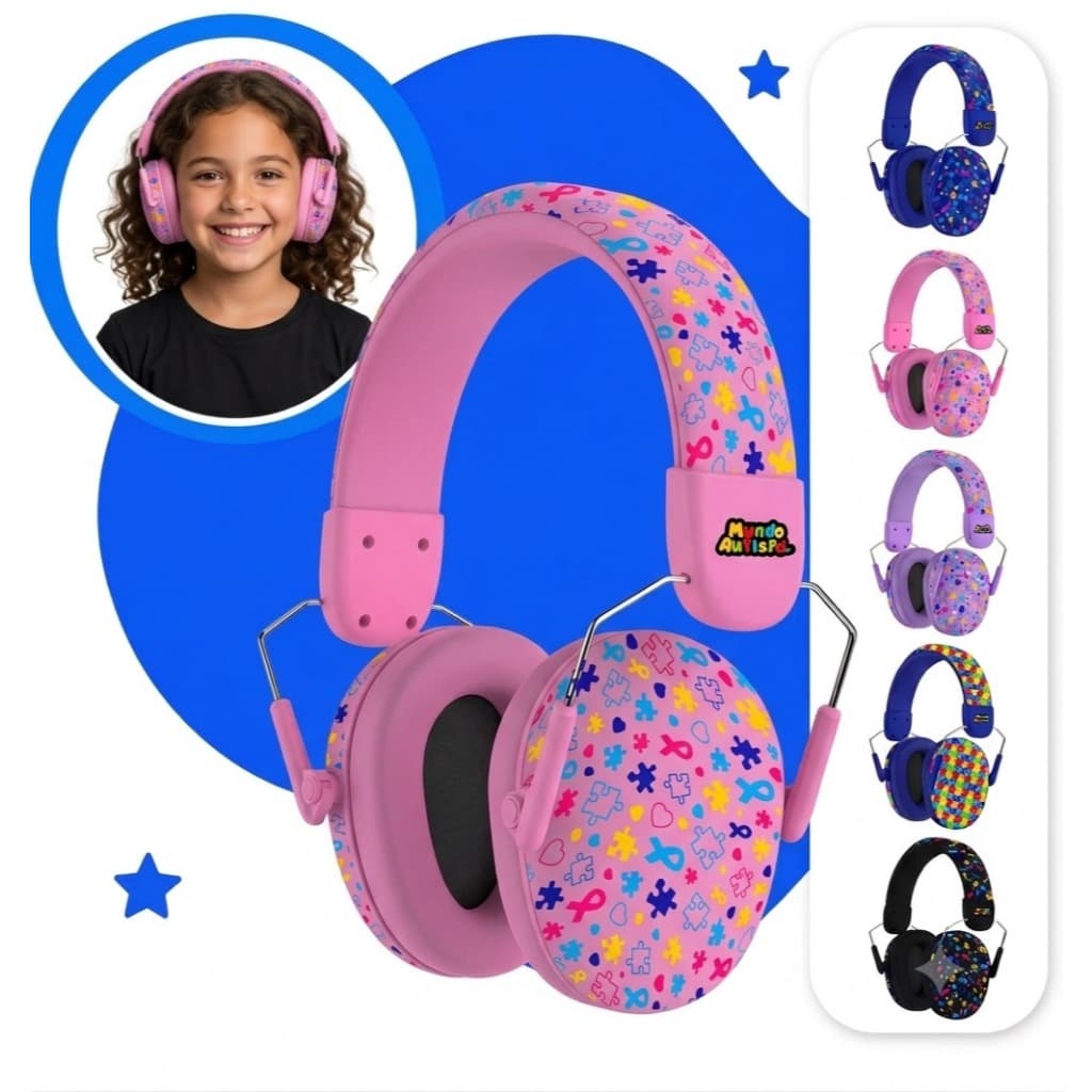 Abafador Autismo PINK TEA PRO34 DB MUNDO AUTISTA (ORIG) Protetor Auricular  Fone/Ouvido 🗣️ Auricular/ Ruido/ tea/ tdah