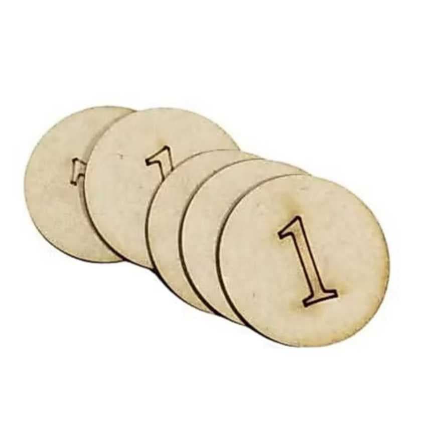 Círculo numerados 4cm em mdf 3mm pct com 30 unid