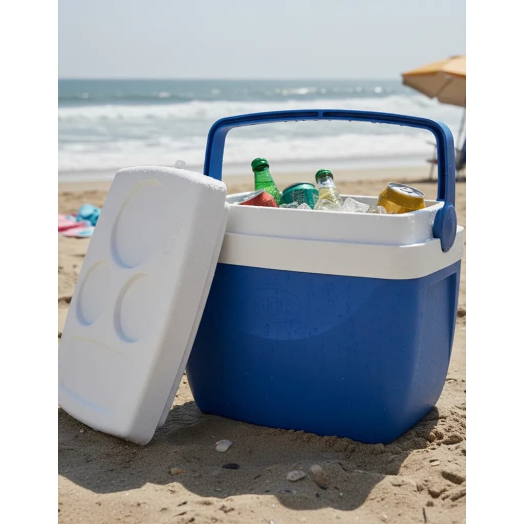 Caixa Térmica Mor 34 Litros Grande Azul Churrasco Praia Piscina Porta Copos 50 Latas