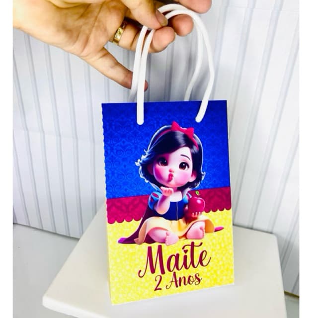 sacolinhas Personalizada Tema Branca de Neve Baby | Kit Festa | Aniversário de Criança | Lembrancinhas | Mimos