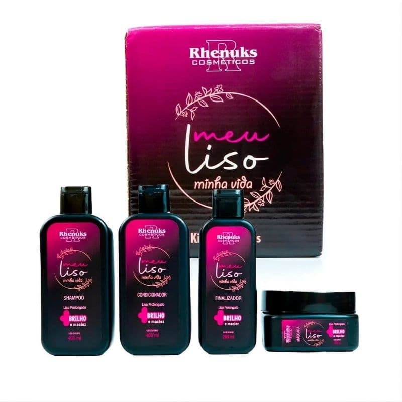 Kit 4 cremes Para cabelo Rhenuks |meu liso minha vida | Brilho | Maciez | Liso Dos sonhos