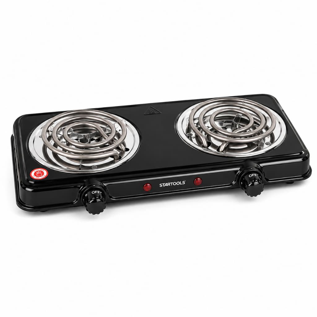 Fogareiro Elétrico Portátil 2 Bocas 2000W 220V Controle Individual Preto