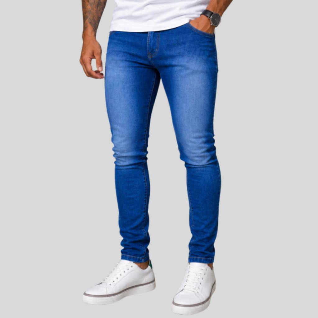 Calça Jeans Masculina Azul Used | Slim Fit Com Elastano Otimo | Presente Homem