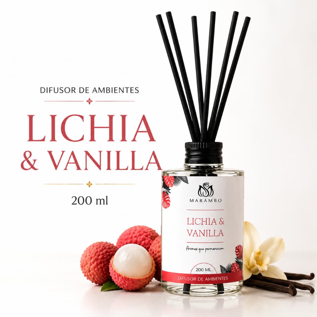 Difusor de Ambientes Marambo Lichia e Vanilla 200ml 6 Varetas