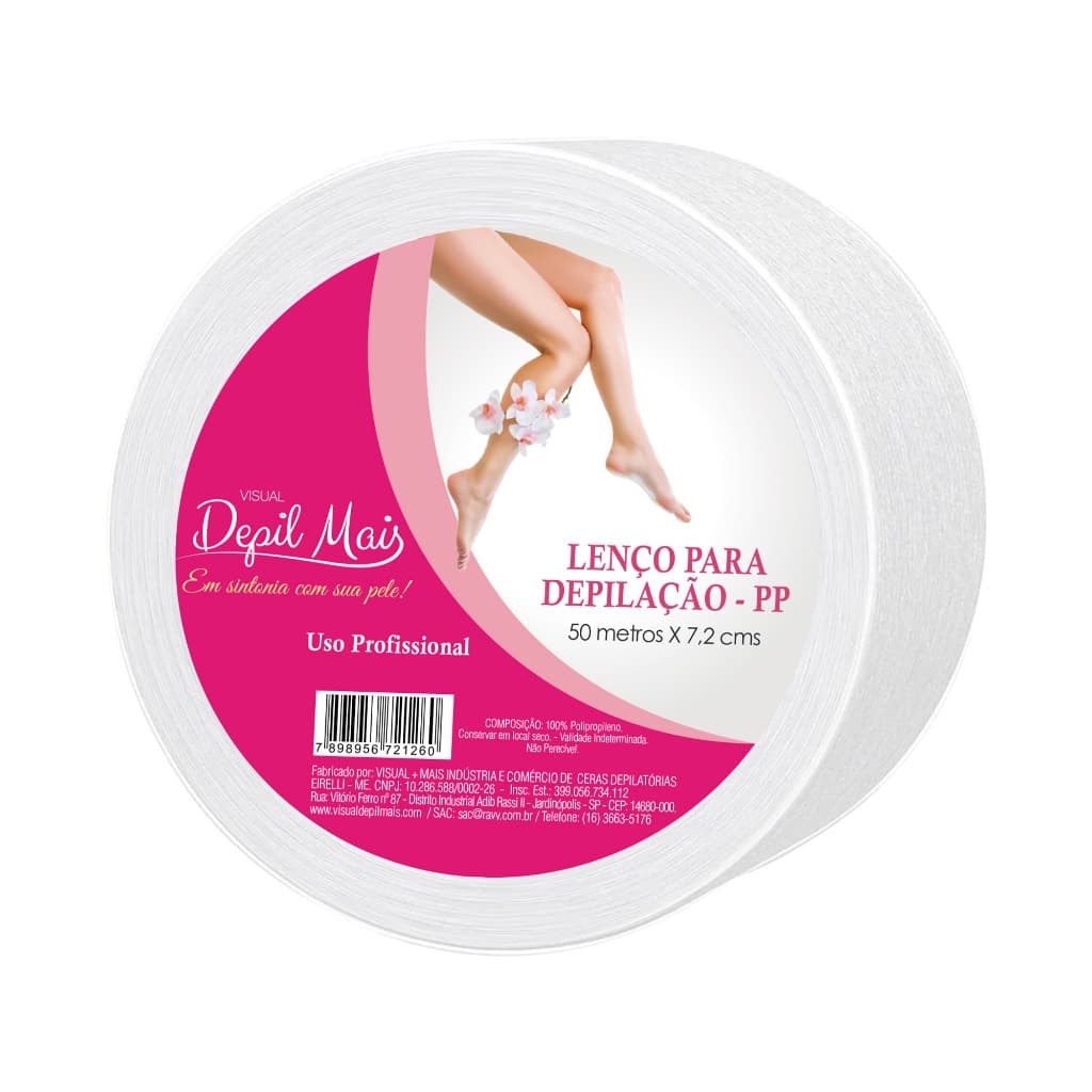 Lenco Para Depilacao Papel Depilatorio Rolo TNT Gramatura 80 Visual Depil Mais Rolo De 50 Metros
