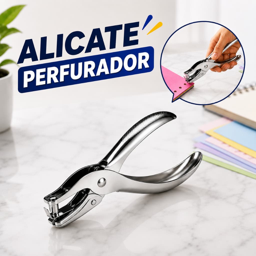 Alicate Furador Perfurador de Papel 1 Furo Redondo Manual Cartolina EVA Etiquetas Artesanato Escola Resistente Metal