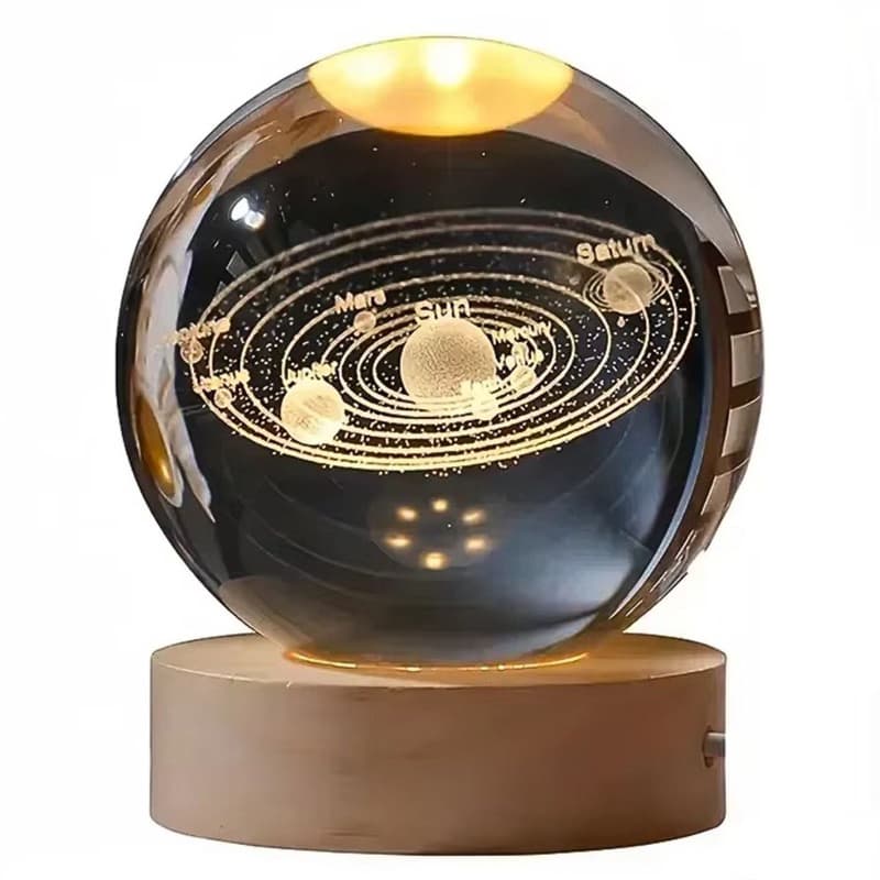 Luminária Led 3D Bola De Cristal Espaço Sideral Abajur Decorativo Diversos Modelos Enfeites Lua Leão