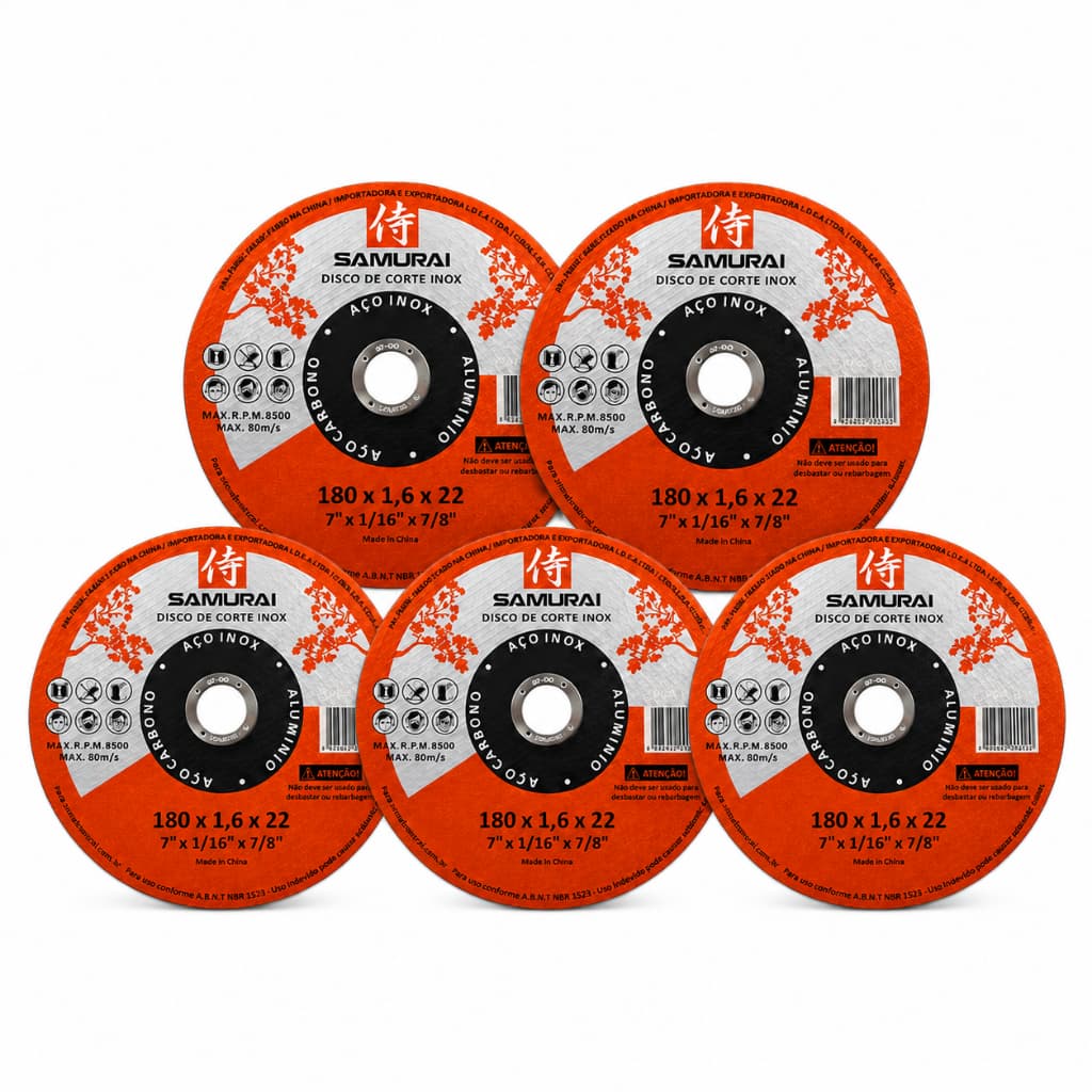 Disco Corte Inox Ferro 180mm Precisão no Corte 5 Unidades