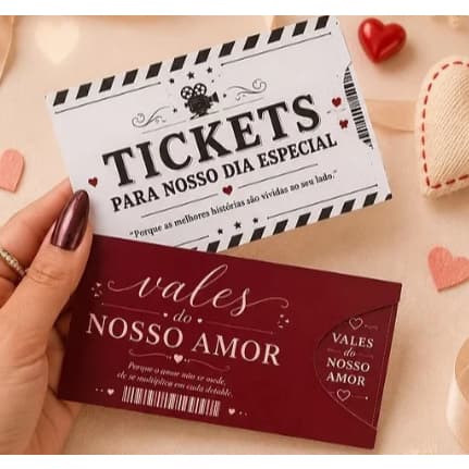 Tickets do amor| Dia dos namorados| Presente de aniversário de namoro| Namorados| Presentes| Veles do amor