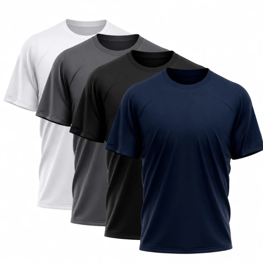 Kit 4 Camisetas Dry Fit Masculina Lisa Treino Academia Esportes Fitness Reforçada