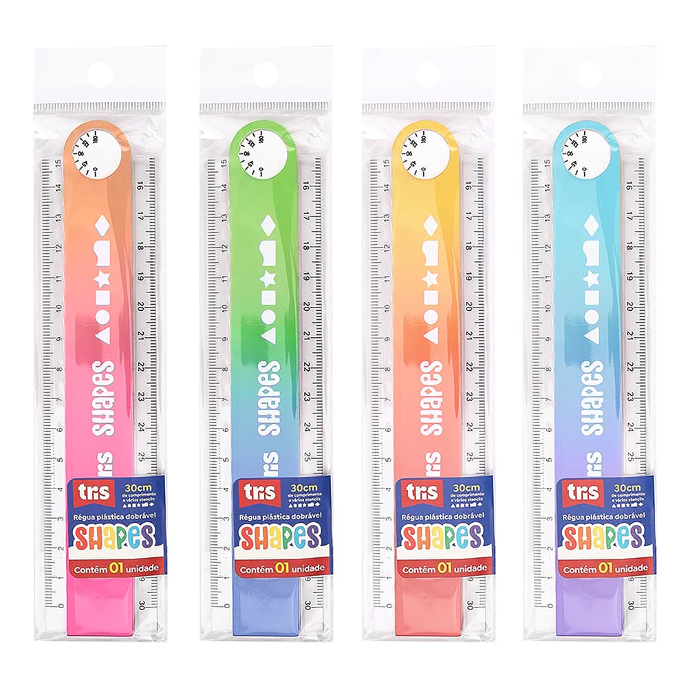 📐📏 Régua Plástica Shapes – 30 cm – Dobrável