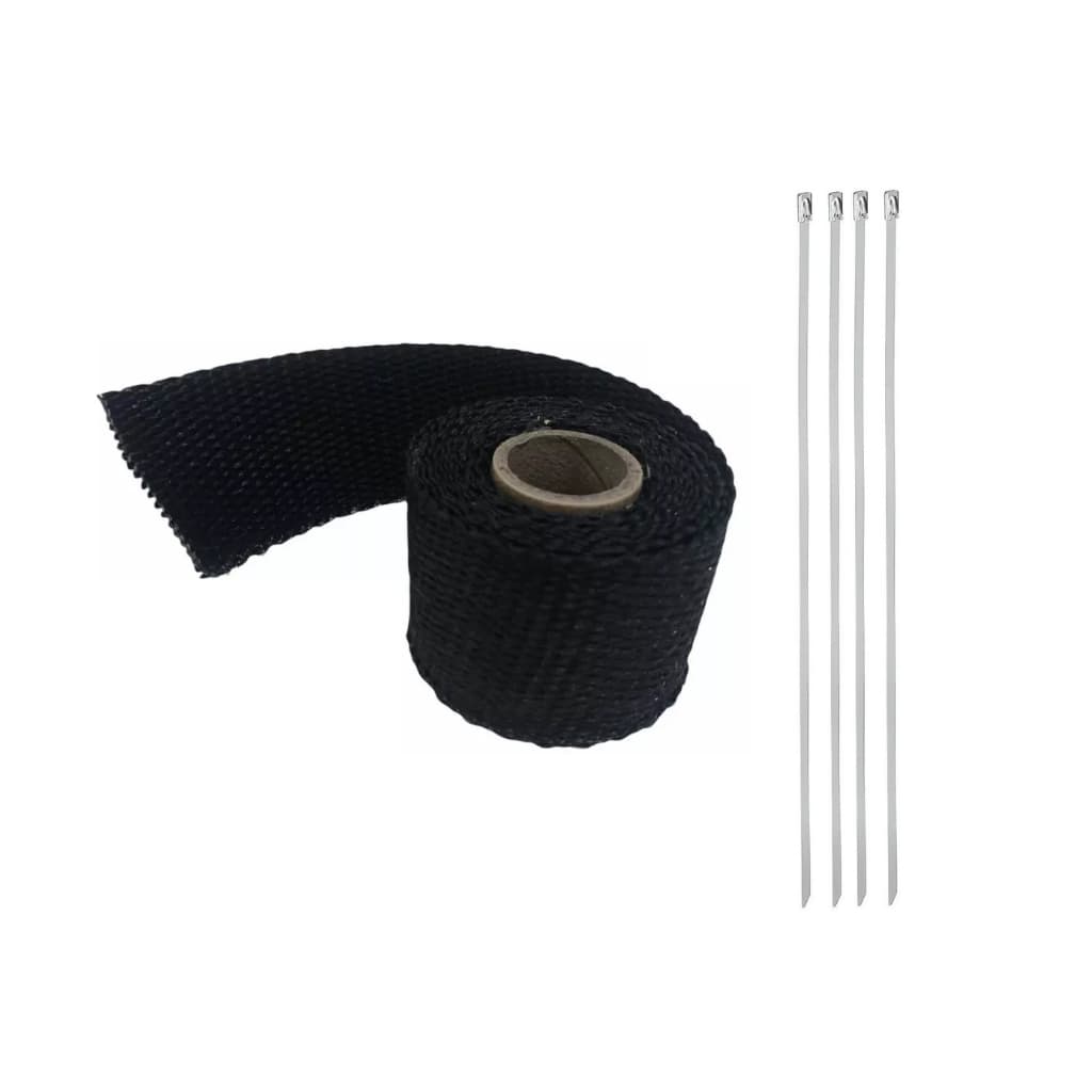 Fita Manta Termica Termotape Preta 2 Metros + 4 Abraçadeiras para Carro Moto Coletor Ar condicionado
