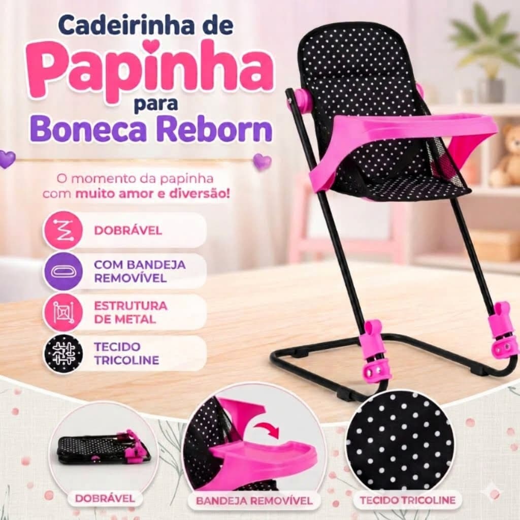 Brinquedo Cadeirinha De Alimentação Papinha Pra Boneca Baby Alive Pt