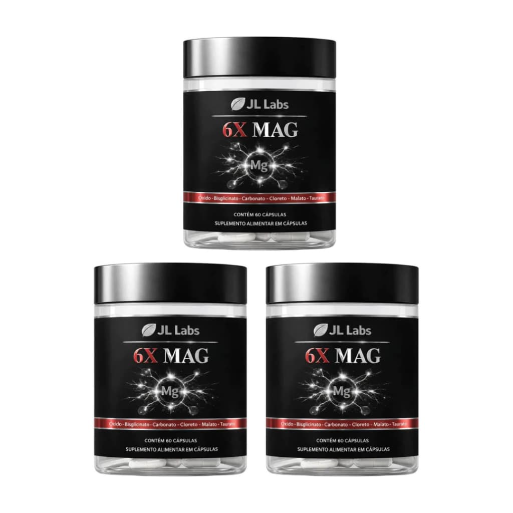 Kit 3x MAG MAX 6 Magnésios - Bisglicinato + Malato + Taurato + 3 - 60 Cápsulas
