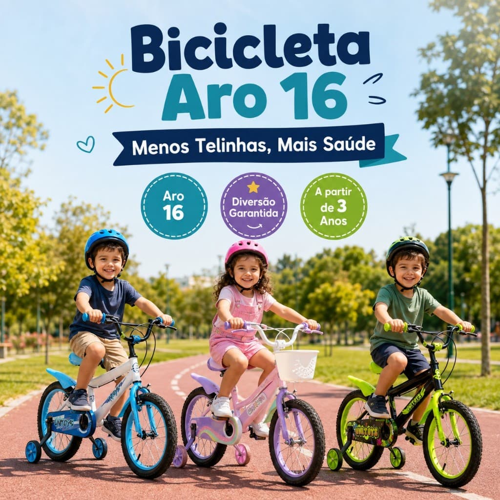 Bicicleta Infantil Aro 16 Branca Rosa ou Preta Menino Menina Rodinha Removivel Colorida Diversão Garantida