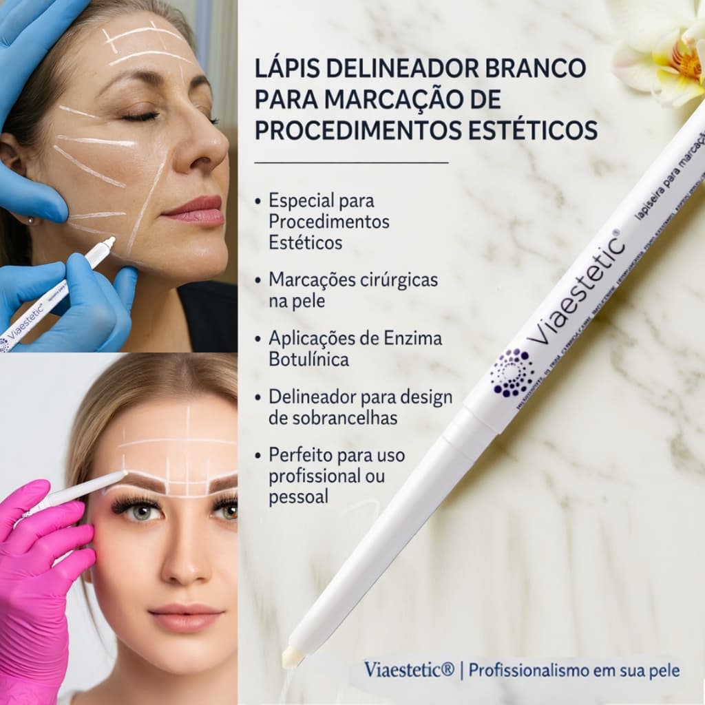 Lapiseira Retrátil Procedimentos Marcação Corporal e Botox Lápis Branco Precisão e Alta Pigmentação
