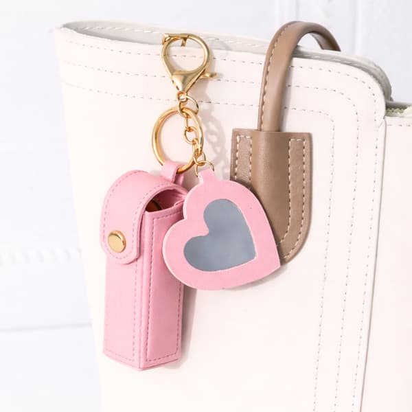 Chaveiro Bolsinha Porta Batom Gloss com Espelho Feminino Presente