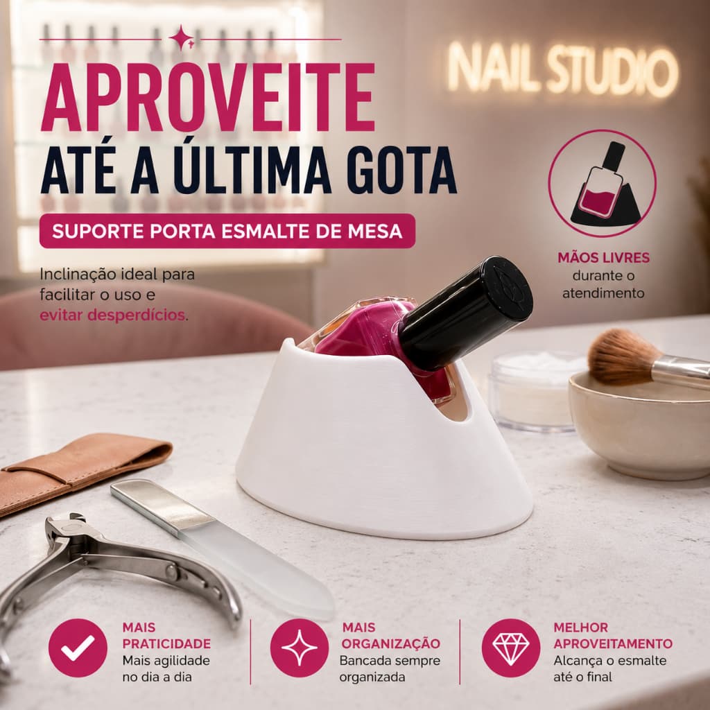 Suporte Porta Esmalte de Mesa Universal Inclinado para Manicure Nail Designer