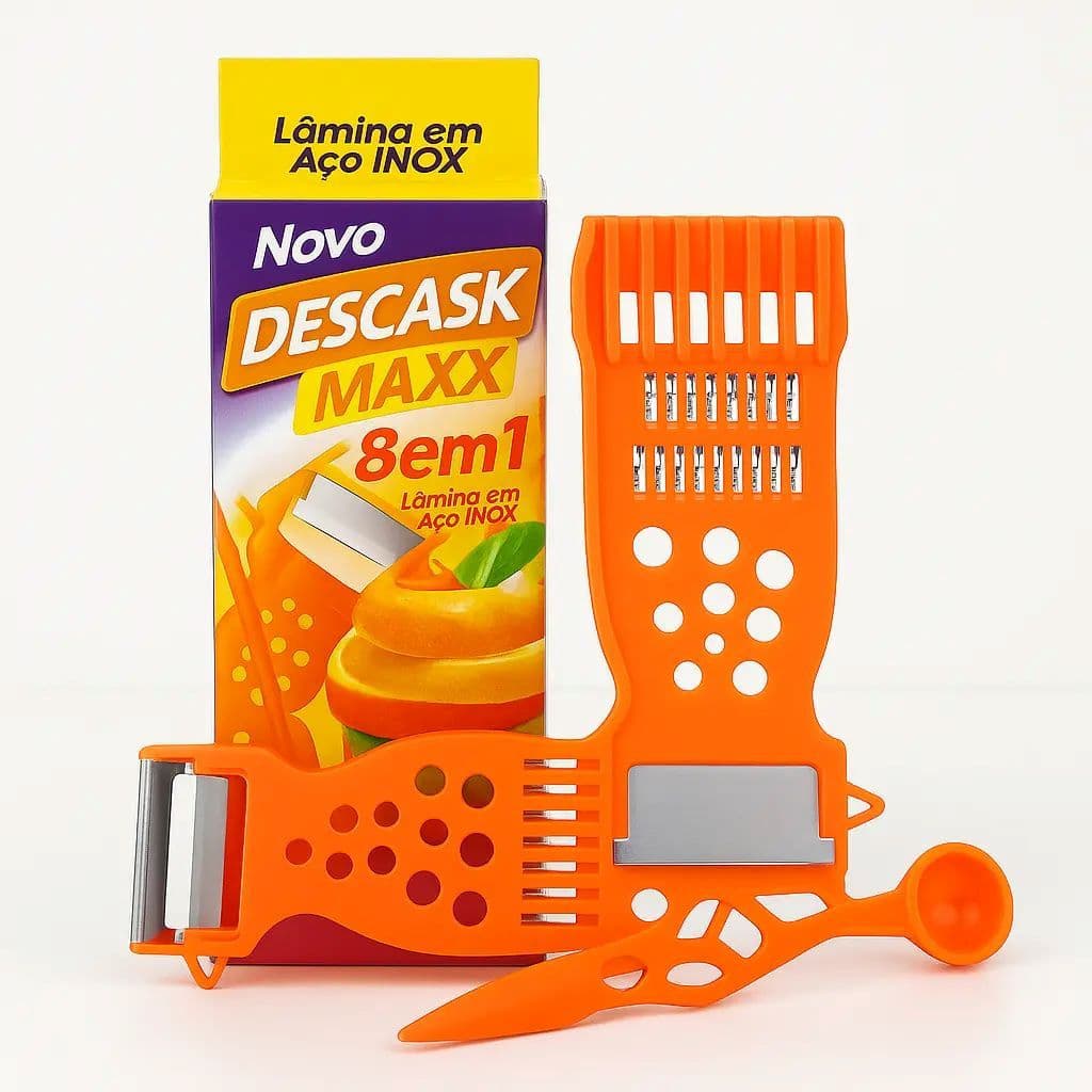 Descascador ralador fatiador de legumes frutas verduras cor laranja