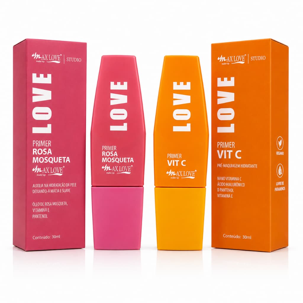 Kit Max Love Rosa Mosqueta + Vitamina C - Hidratante Pré-Maquiagem