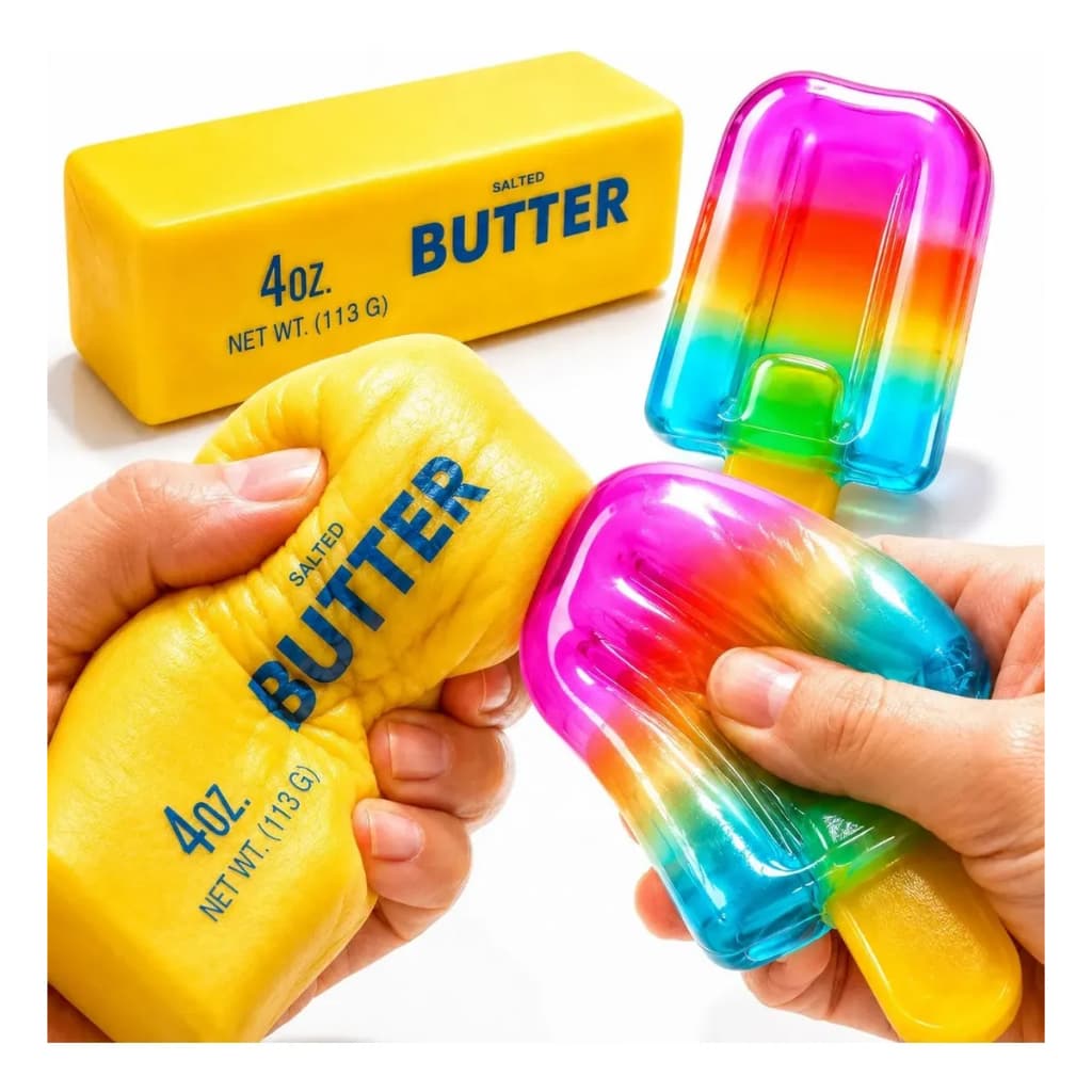 Kit 2 Taba Squishy Barra Manteiga + Sorvete Tik Tok Nee Doh