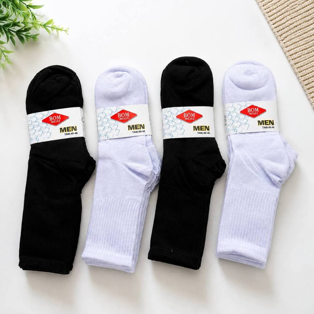 Kit 3 Pares Meia Masculina Cano Médio 40 ao 46 Confortável
