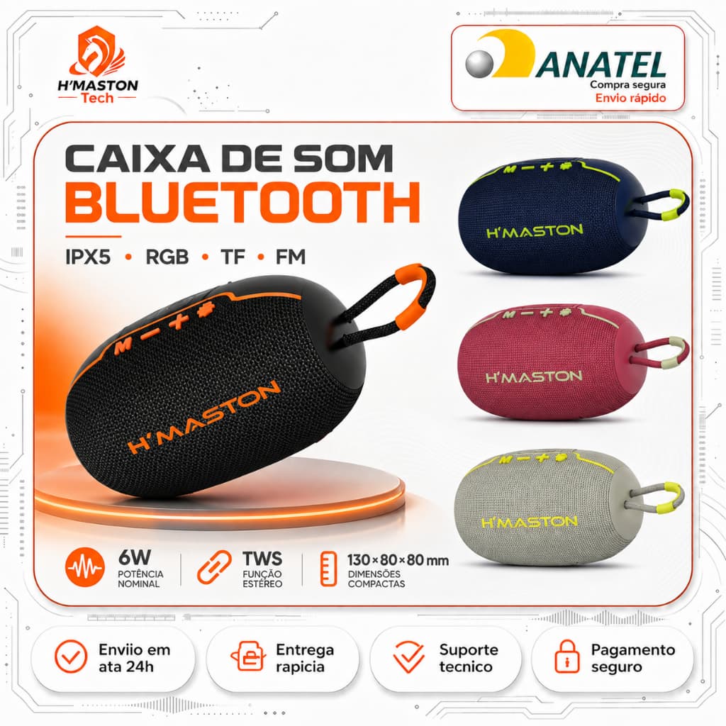 H'MASTON AM57 Caixinha De Som Bluetooth Caixa De Som Bluetooth Portátil Som Caixa Bluetooth Caixa Som Caixa Bluetooth
