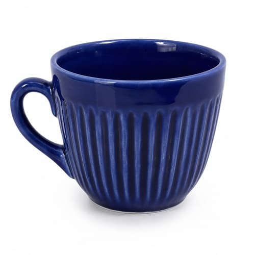 Kit com 2, 4 ou 6 Xícaras P/ Chá Café Leite Cerâmica Louças Decoração Cafeterias Confeitarias Na Cor Azul Cobalto
