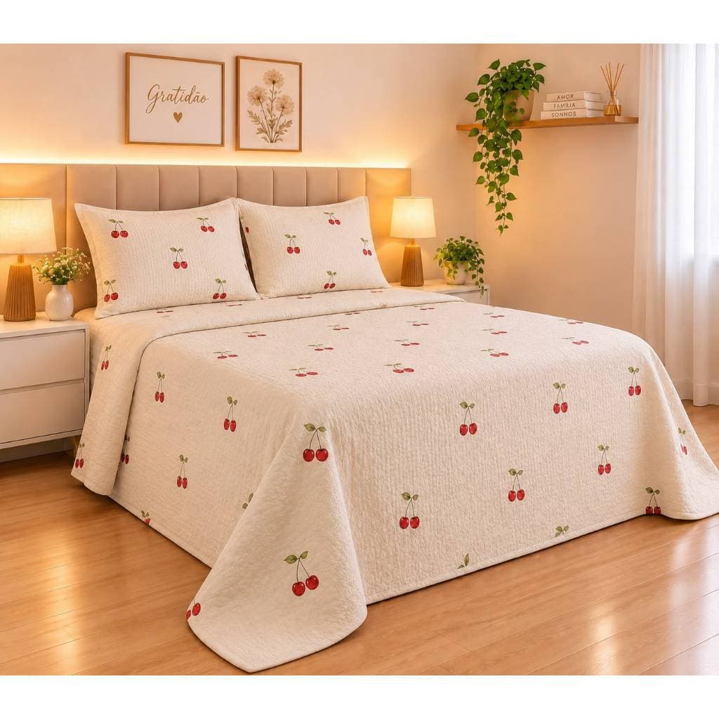 Kit 3 Peças Colcha Cobre Leito Queen & casal  Piquet Premium