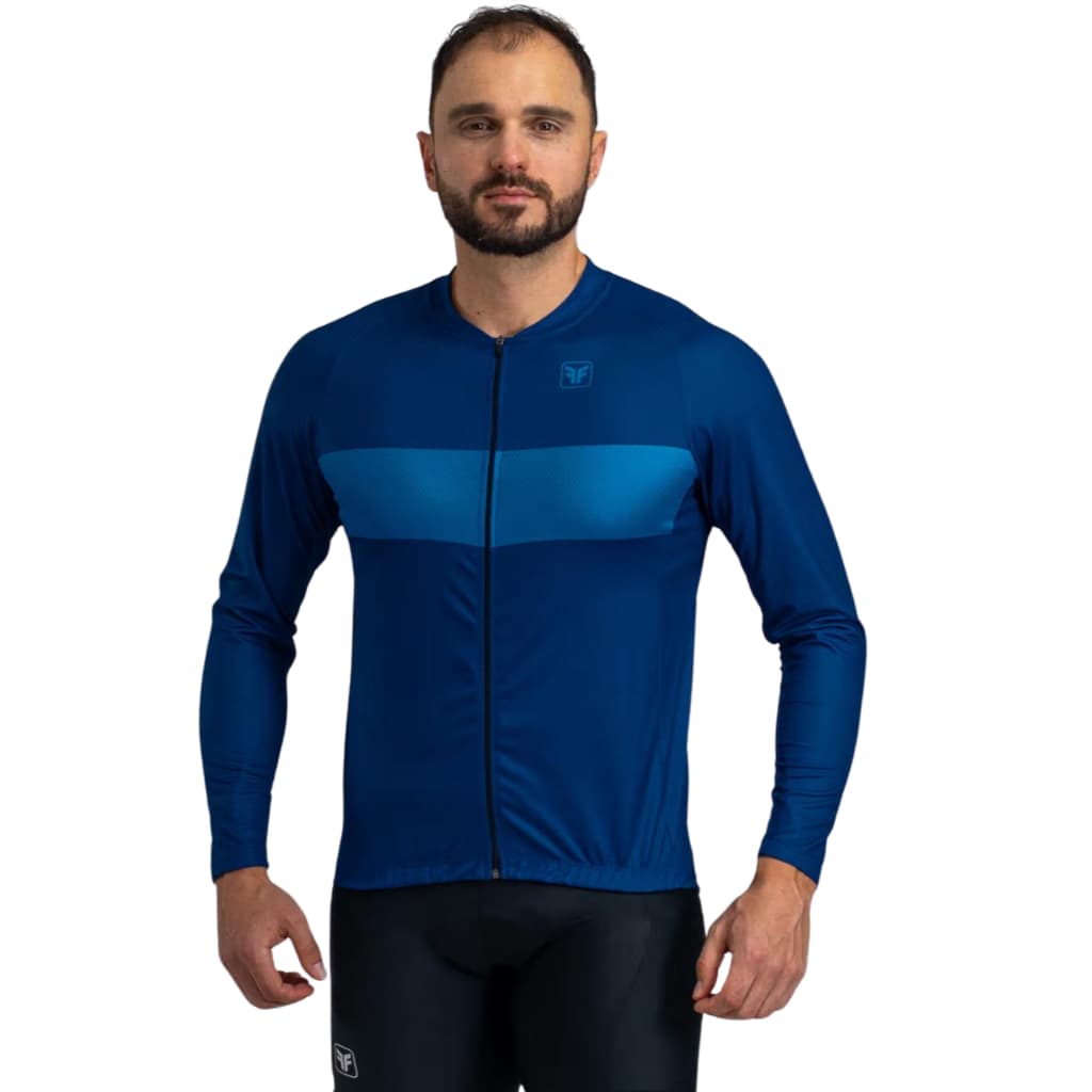 Camisa Ciclismo Masculina Free Force Basic Ocean Azul Longa
