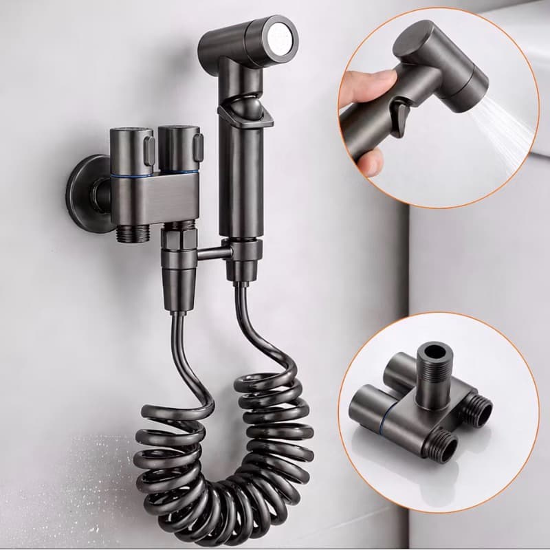 Ducha Higiênica Registro Conjunto Duplo 2 Saídas Banheiro 1/2 mm Pulverizador Jato Ajustável