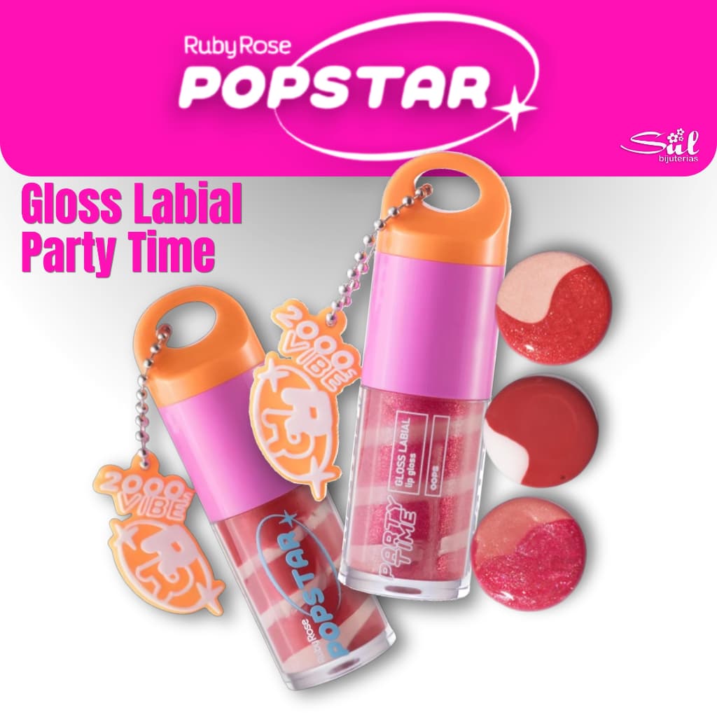 Gloss Labial Ruby Rose Popstar Party Time Brilho Intenso Efeito Molhado
