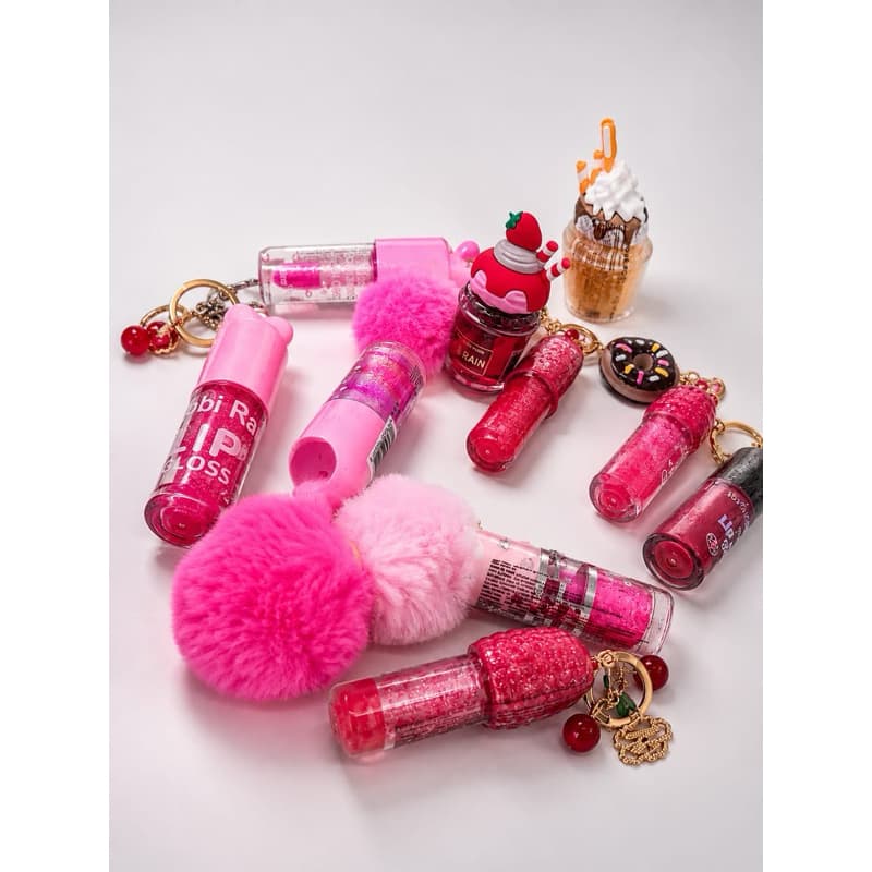 kit gloss, kit com 10 gloss, gloss labial, lip gloss, gloss com chaveiro, chaveiro feminino, gloss feminino,