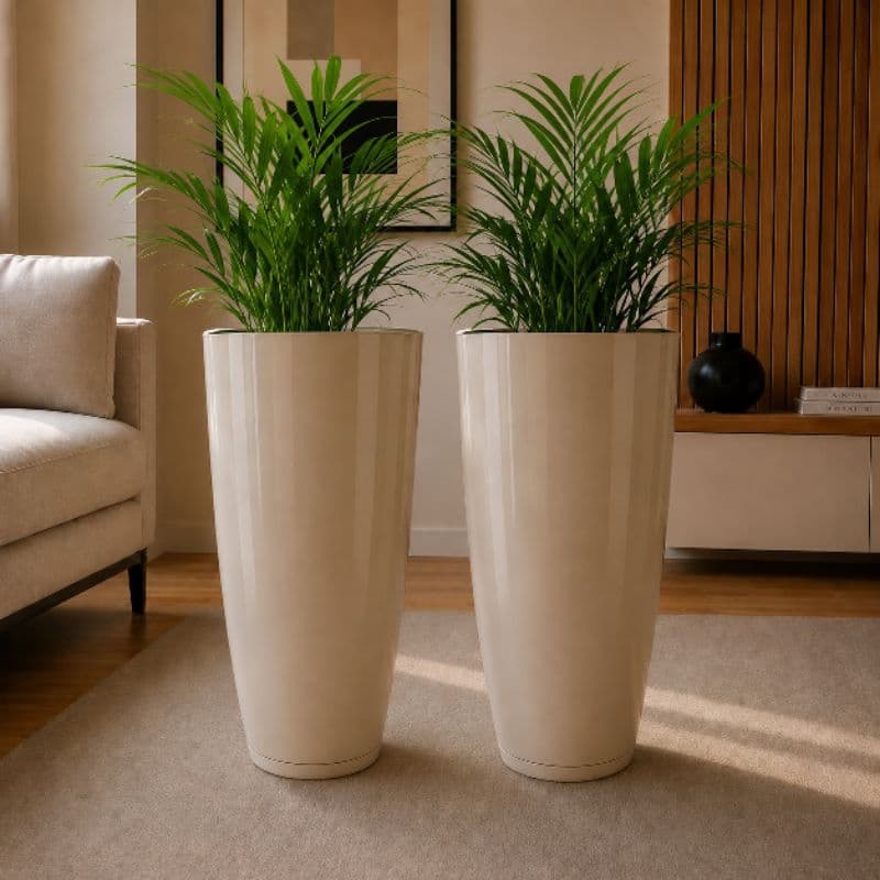 Kit 2 Vasos Grandes para Plantas Cone Bojo Polido Nº 3 Polietileno Resistente Jardim Decoração 68cm