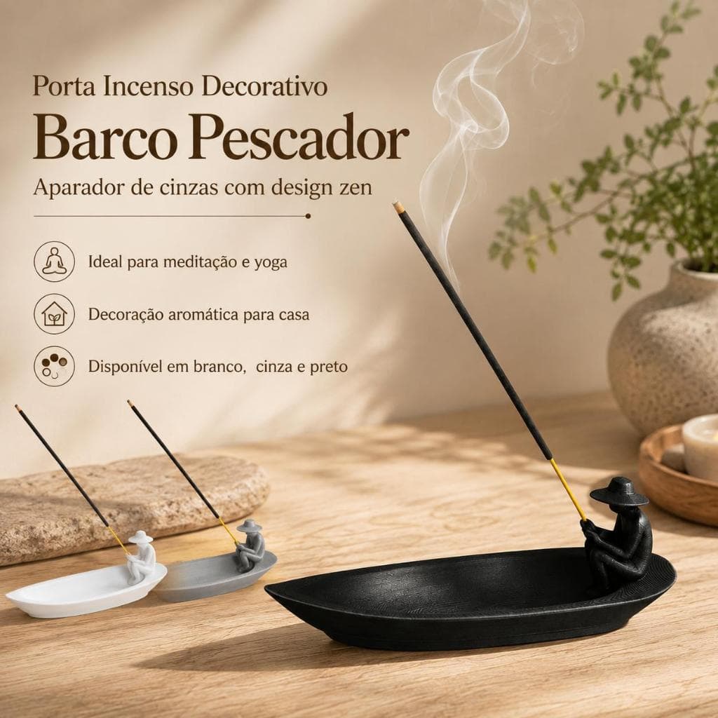 Porta Incenso Decorativo Barco Pescador