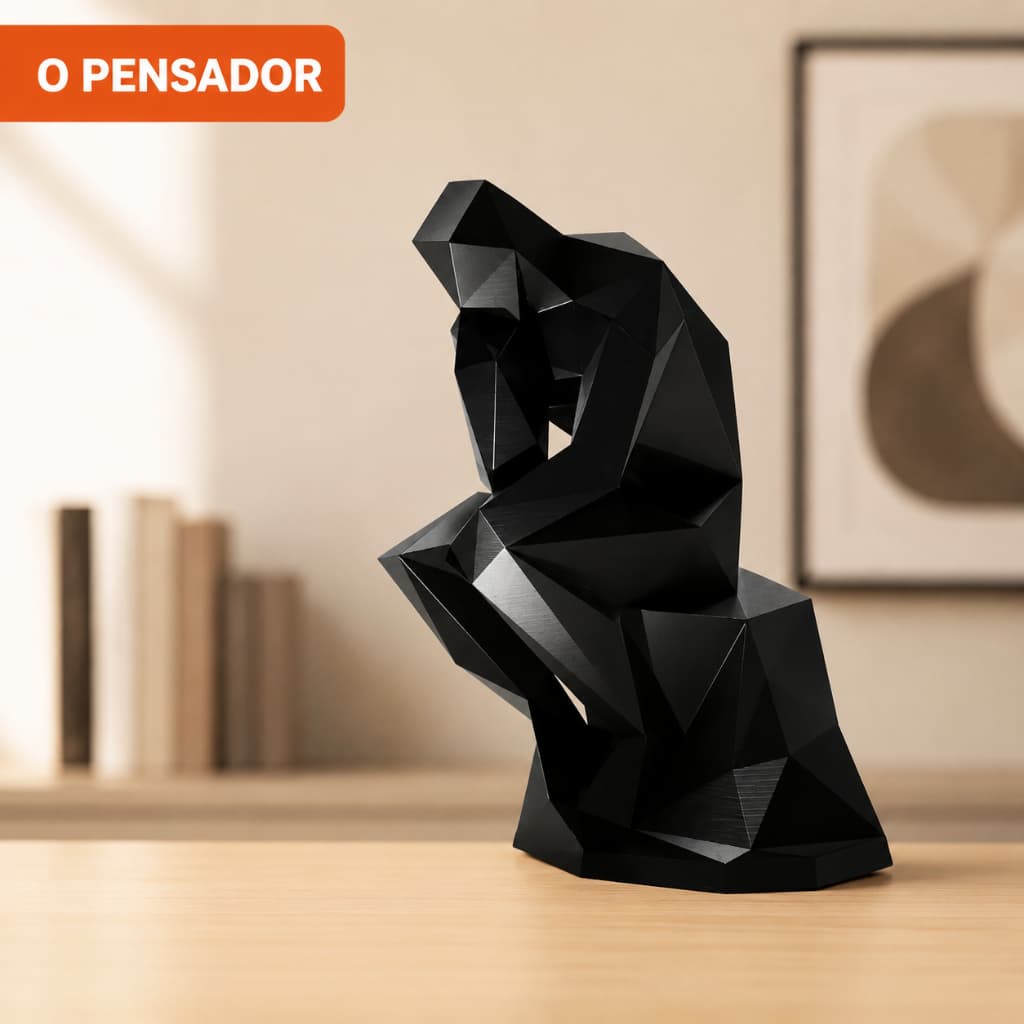 Enfeite Escultura O Pensador | Estátua Decorativa Lembrancinha Moderna em Plástico para Sala e Casa Luxo Imagem