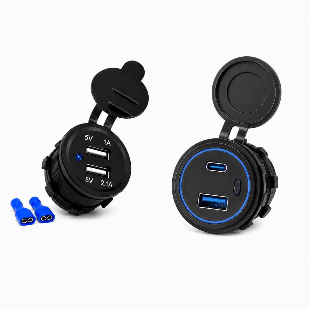 Tomada Carregador Usb Veicular Carro 2 Saídas 1.0a E 2.1a ou 2 Saidas USB-C + USB-A