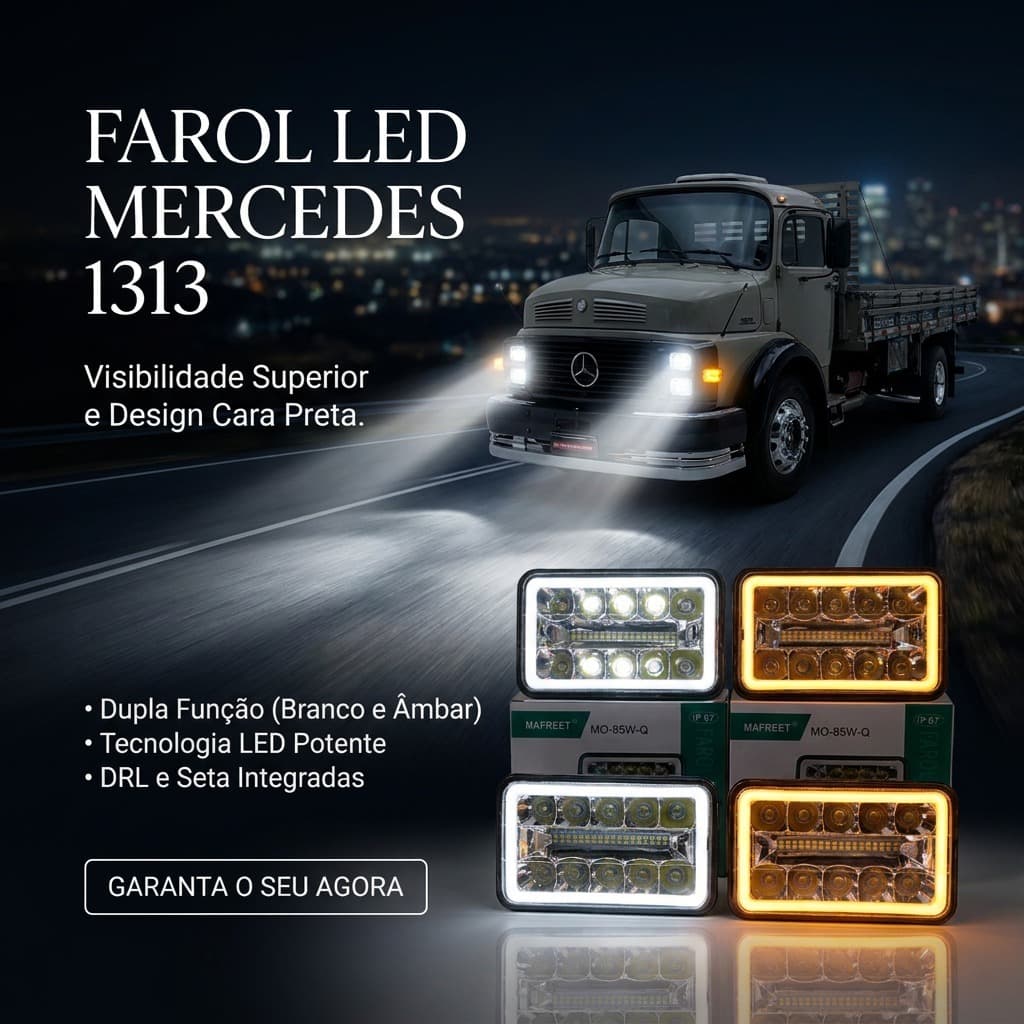 Kit 4 Faróis Led Mb 1113 Todos Cara Preta Drl Seta Adaptação