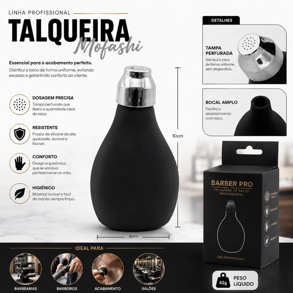 Borrifador Talqueira de Talco em Pó Para Barbearia Bombinha De Silicone
