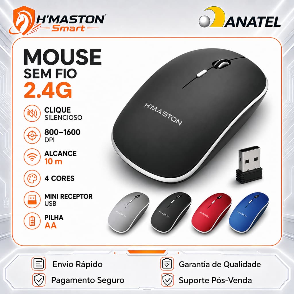 H'maston E-1600 Mouse Sem Fio Para Notebook Mause Mouse Bluetooth Mouse Sem Fio Gamer Mouse Ergonômico Sem Fio