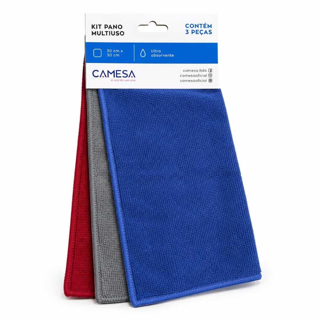 Kit 6 Panos de Microfibra Multiuso Camesa 30x30cm Limpeza