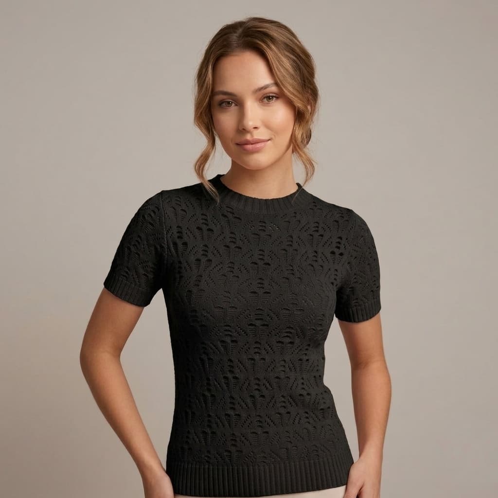 Blusa Feminina Tricot Modal Manga Curta