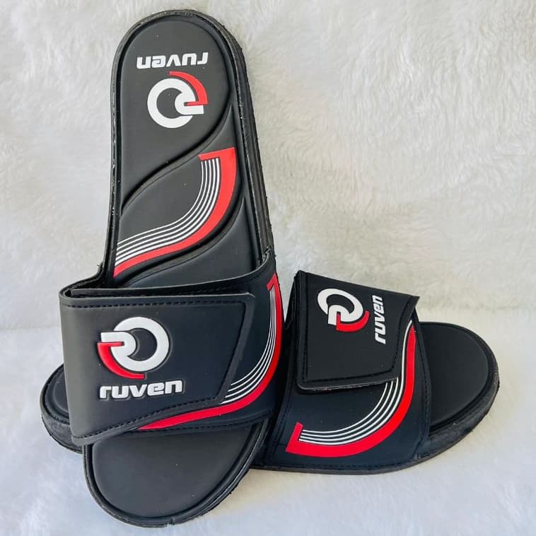 Chinelo Slide Velcro Ruven Original Papete Masculino Feminino Conforte Super Leve E Confortáve Preto