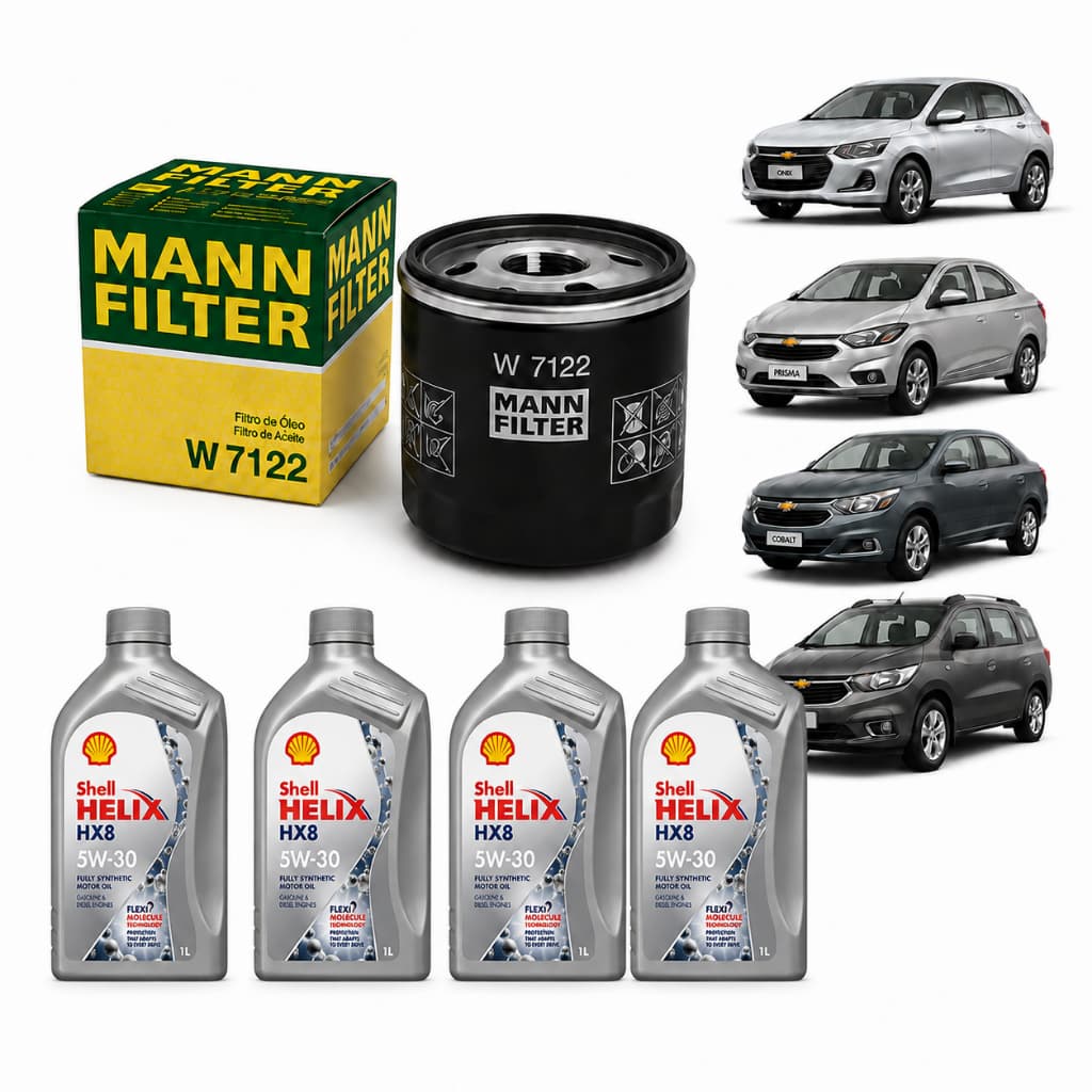 Kit Troca de oleo 4 Shell Helix Hx8 5w30 Motor Api Sp 100% Sintético + Filtro de Oleo