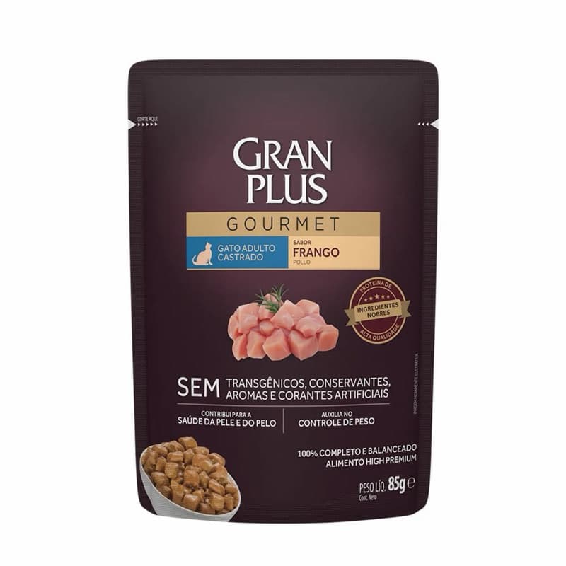 Kit 5 Sachês para Gatos Gran Plus Gourmet 85g