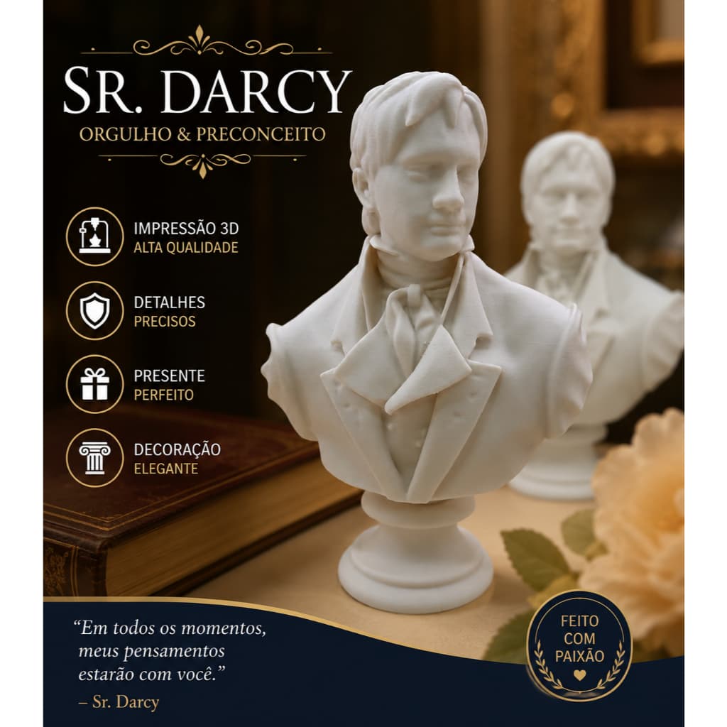 Busto Orgulho e Preconceito - Personagem Sr. Darcy - Presente Colecionável