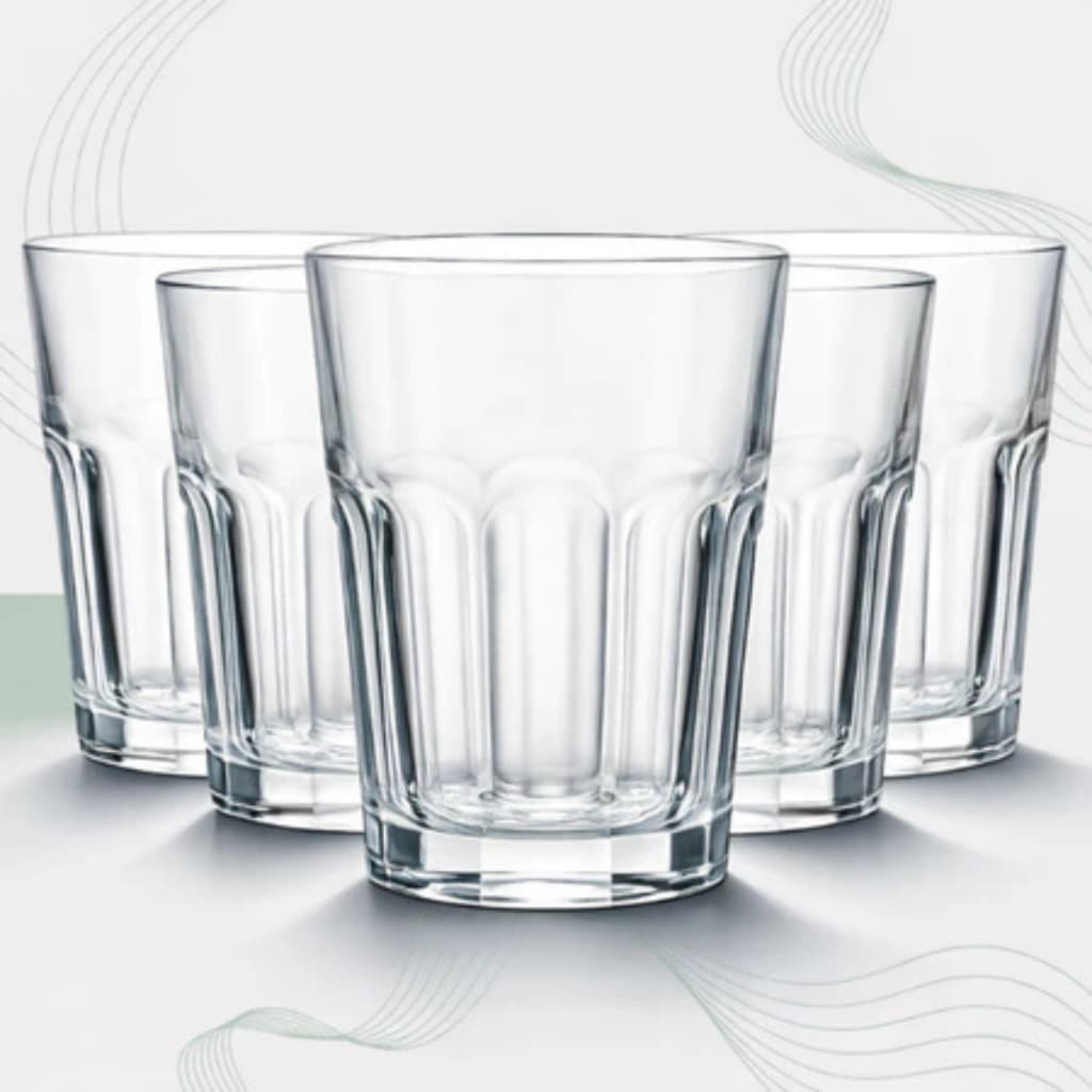 Jogo Copos de Vidro 300ml| Copo Elegante| Água Suco Drink |Transparente ACOMPANHA BRINDE PROMOÇÃO