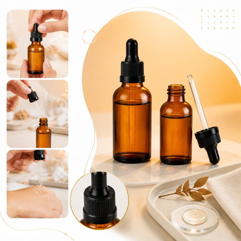 Frasco Gotejador De Vidro Âmbar 30ml P/ Óleos, Séruns, Essências E Cosméticos - Dr Li